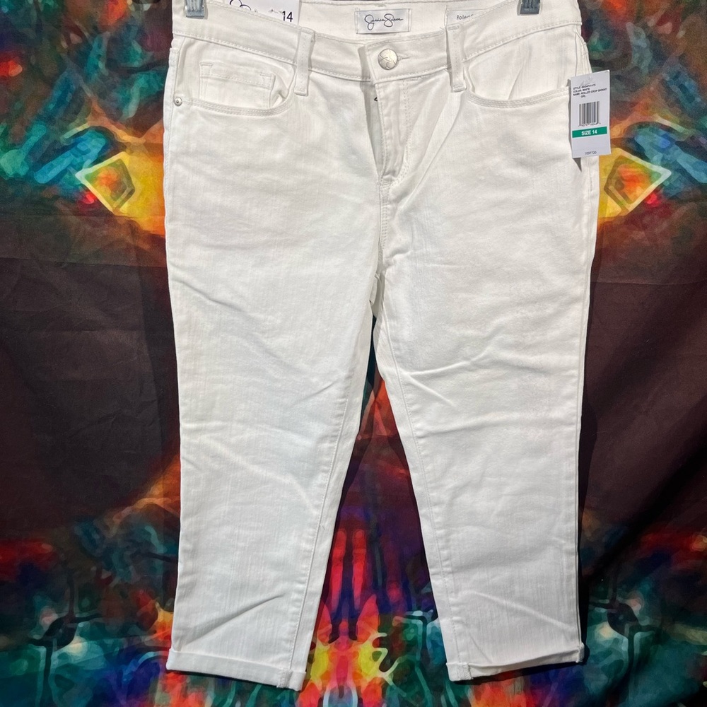 Jessica Simpson Rolled Crop Skinny Girl Capri/Jeans Juniors size 14 (white)